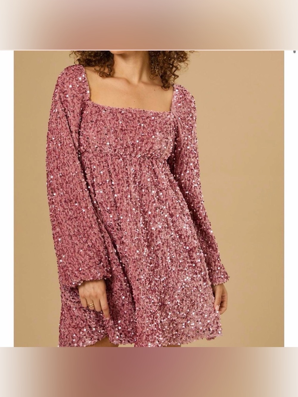 Altar’d State Womens Pink Velvet Sequin Dress Size S